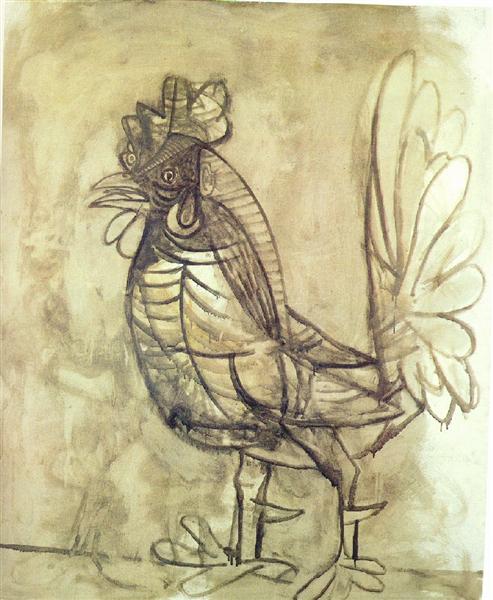 Pablo Picasso Oil Painting A Rooster Hen